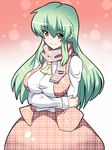  alternate_hair_length alternate_hairstyle ascot breast_lift breasts crossed_arms futaba_suetsuki green_hair kazami_yuuka large_breasts long_hair looking_at_viewer open_clothes open_vest red_eyes scarf shirt skirt skirt_set smile solo touhou vest 