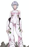  adapted_costume ayanami_rei blue_hair bodysuit evangelion:_3.0_you_can_(not)_redo foreshortening from_below highres ishizaki_miwako neon_genesis_evangelion pink_eyes rebuild_of_evangelion red_eyes short_hair skin_tight solo white_bodysuit 