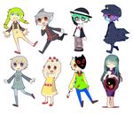  5boys apron bad_id bad_pixiv_id bane_jack blonde_hair blue_skin braid cake chibi dress drooling food gakuran gakuran-kun genderswap green_hair highres long_hair mask mother_(yume_2kki) multiple_boys multiple_girls object_on_head ookami_(yume_2kki) paintbrush painter-kun pregnant red_eyes running sakurakunet school_uniform shimofuri-tan short_hair simple_background sweets_girl twin_braids urotsuki yume_2kki 