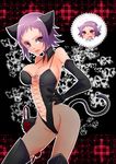 animal_ears backless_outfit bad_id bad_pixiv_id black_gloves black_legwear boots breasts cat_ears cat_tail center_opening cleavage detached_collar dominatrix elbow_gloves fishnet_pantyhose fishnets gloves hand_on_hip kemonomimi_mode large_breasts lili_levinas navel pantyhose purple_eyes purple_hair senkou_no_ronde short_hair sideboob solo tail thigh_boots thighhighs utani_(punishment) whip 
