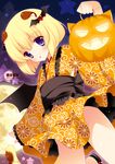  :o animal_ears bat_hair_ornament blonde_hair blue_eyes blush bottomless cat_ears chikuwa_(nyatto!) dated groin hair_ornament heart heart_hair_ornament holding jack-o'-lantern japanese_clothes looking_at_viewer nyatto!_(manga) original shigunyan short_hair solo star 