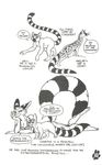  anthro black_and_white cacomistle chester_ringtail_magreer drawing_lesson english_text feral lemur long_tail lying male mammal mongoose monochrome on_front plain_background primate ringed_tail side_view spots standing terrie_smith text whisker white_background 
