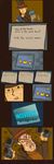  absurdres biting coin comic english handheld_game_console hat hershel_layton highres lip_biting long_image luke_triton multiple_boys nintendo_ds playing_games professor_layton puzzle ragequit signature top_hat vince_price 