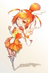  bad_id bad_pixiv_id boots bow bowtie brooch cfm choker colored_eyelashes crossed_legs cure_sunny full_body grin hair_bun hino_akane_(smile_precure!) jewelry magical_girl one_eye_closed orange_(color) orange_choker orange_eyes orange_hair orange_neckwear orange_skirt precure short_hair skirt smile smile_precure! solo standing thigh_boots thighhighs v white_background white_legwear zettai_ryouiki 