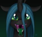  changeling equine fangs female friendship_is_magic green_eyes green_hair hair horn mammal my_little_pony open_mouth portrait queen_chrysalis_(mlp) saliva signature solo tongue xyi 