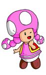  1girl braid braids female lowres mario_(series) solo super_mario_bros. toad toadette white_background wink 