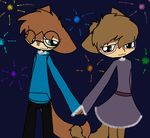  anthro blue_eyes chipettes chipmunk cute duo entwined_tails eyewear female fireworks fluffy_tail glasses jeanette_miller male mammal ms_paint purple_eyes rodent simon_seville 