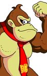  1boy bicep_flex clenched_hand donkey_kong donkey_kong_(series) donkey_kong_country gorilla looking_at_viewer lowres male male_focus muscle muscles necktie nintendo no_humans pose solo super_mario_bros. tie white_background 