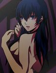  alternate_hair_length alternate_hairstyle bad_id bad_pixiv_id blue_eyes blue_hair breasts hair_censor highres large_breasts lips long_hair nail_polish nude persona persona_4 persona_x_detective shirogane_naoto sideboob solo yuzucchi 