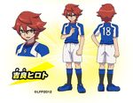  character_name character_sheet glasses green_eyes inazuma_eleven_(series) inazuma_eleven_go inazuma_eleven_go_vs_danball_senki_w inazuma_legend_japan kiyama_hiroto lowres male_focus official_art open_mouth red_hair shorts smile soccer_uniform solo sportswear standing transparent_background 