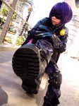  boots cosplay explosive grenade hit-girl kick-ass photo pouch purple_hair skirt sniperplushie solo 