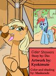  applejack_(mlp) barn comic cover_page cutie_mark english_text equine female feral freckles friendship_is_magic fruit horse kyokimute mammal monochrome my_little_pony pegasus pony rainbow_dash_(mlp) sitting tears text tree wings wood 