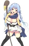  alternate_hairstyle bad_id bad_pixiv_id belt blue_hair breasts cape cleavage dragon_quest dragon_quest_iii elbow_gloves gloves large_breasts long_hair ookami_ryousuke open_mouth panties purple_eyes sage_(dq3) solo staff striped striped_panties thighhighs twintails underwear 