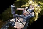  armor blonde_hair blush breasts elina eyes_closed gloves highres large_breasts laying_down long_hair lying panties polearm queen&#039;s_blade queen&#039;s_blade_rebellion queen's_blade queen's_blade_rebellion spear twintails underwear weapon 