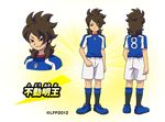  brown_hair character_name character_sheet fudou_akio grin inazuma_eleven_(series) inazuma_eleven_go inazuma_eleven_go_vs_danball_senki_w inazuma_legend_japan lowres male_focus official_art shorts smile soccer_uniform solo sportswear standing transparent_background 