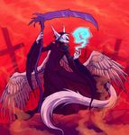  death_(personification) glowing_eyes grim_reaper magic scythe wings 