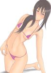  bikini black_hair blush brown_eyes long_hair muffin_(sirumeria) original solo swimsuit 