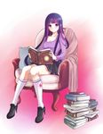  bangs book breasts chair cleavage full_body high_heels long_hair long_sleeves md5_mismatch medium_breasts multicolored_hair my_little_pony my_little_pony_friendship_is_magic personification pleated_skirt purple_eyes rurutia8 shoes sitting skirt socks solo streaked_hair twilight_sparkle 