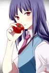  akasaka_ryuunosuke blue_hair long_hair machinosuke necktie otoko_no_ko purple_eyes sakura-sou_no_pet_na_kanojo school_uniform sweater_vest tomato 