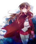  asuna_(sao) bad_id bad_pixiv_id brown_eyes brown_hair cape cloak long_hair pantyhose solo sword_art_online toujirou 