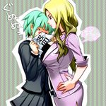  &gt;_&lt; ansatsu_kyoushitsu bidera blonde_hair closed_eyes crying green_hair irina_jelavic kayano_kaede long_hair multiple_girls school_uniform short_hair 