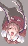  animal_ears closed_eyes dress fangs from_above hat long_sleeves mystia_lorelei oekaki open_mouth pink_hair screaming shintaro_(honmaguro) short_hair solo touhou wings 