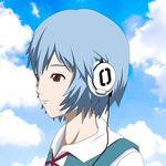  ayanami_rei blue_hair headphones neon_genesis_evangelion pale pale_skin school_uniform serafuku 