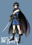  black_hair cape circlet dragon_quest dragon_quest_iii kougen_pooku roto short_hair solo sword weapon 