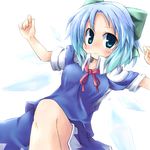  blue_eyes blue_hair cirno ribbon short_hair solo touhou wings yuuhi_alpha 