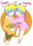  1girl ahoge bad_id bad_pixiv_id father_and_daughter green_eyes guame hood hoodie kazuko lordgenome multicolored_hair nia_teppelin short_hair tengen_toppa_gurren_lagann tengen_toppa_gurren_lagann:_parallel_works time_paradox younger 