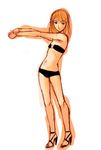  bikini blue_eyes copyright_request flat_chest high_heels kusaka_souji open_toe_shoes orange_hair shoes sketch solo swimsuit 