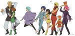  5girls black_legwear boots emma_sheen fa_yuiry four_murasame green_footwear gundam haman_karn hammer henken_bekkener kamille_bidan leggings mineva_lao_zabi multiple_boys multiple_girls narita pantyhose quattro_vageena white_legwear zeta_gundam 