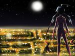  ahoge bad_id bad_pixiv_id bodysuit cityscape from_behind full_moon ladybug_(character) long_hair magical_girl marinette_dupain-cheng mask miraculous_ladybug moon night night_sky polka_dot pouch sky solo twintails xen_(sei) 