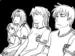  2010_fifa_world_cup 3girls arcueid_brunestud fate/stay_night fate_(series) gaijin_4koma germany greyscale illyasviel_von_einzbern long_hair lowres monochrome multiple_girls neon_genesis_evangelion rance rance_(series) sengoku_rance short_hair soccer soccer_uniform souryuu_asuka_langley sportswear tsukihime world_cup 