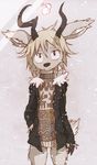  anthro antlers bottomless cervine clothing coat cute deer grey_hair hair horn i-saw-a-deer-yesterday jacket lonelycross looking_at_viewer male mammal morgun short_hair snow snowing solo sweater winter 