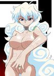  1girl antispiral_nia artist_request blue_eyes body_markings breasts jewelry miyakodori_takayuki nia_teppelin no_nipples nude ring tattoo tengen_toppa_gurren_lagann 