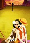  black_hair brook fishing male male_focus monkey_d_luffy one_piece ship sleeping thousand_sunny usopp 