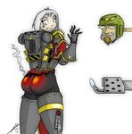  adeptus_sororitas armor beard butt butthurt facial_hair female flamethrower helmet human imperial_guard male not_furry ozu-kenji smile tattoo warhammer_(franchise) warhammer_40k 