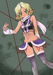  adapted_costume asakawa_remon bare_shoulders blonde_hair borrowed_design green_eyes midriff mizuhashi_parsee navel pointy_ears short_hair solo thighhighs touhou wrist_cuffs 