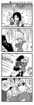  4koma at_gunpoint comic dakimakura_(object) darjeeling girls_und_panzer greyscale gun katyusha monochrome multiple_girls nanashiro_gorou nonna pantyhose pillow pravda_school_uniform school_uniform short_hair st._gloriana's_school_uniform sweat tea tears threat translated weapon 