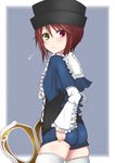  alternate_legwear ass blush brown_hair frills hat heterochromia looking_back rozen_maiden scissors shiro-inu short_shorts shorts solo souseiseki thighhighs 