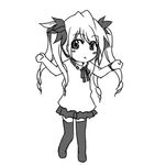  :&lt; animated animated_gif artist_request blush_stickers character_request chibi dancing greyscale hair_ribbon long_hair lowres monochrome pani_poni_dash! parody quad_tails ribbon skirt solo thighhighs zettai_ryouiki 