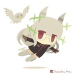  bad_id bad_pixiv_id bird chameleon_man_(three) chibi flat_color flying glasses gloves heidimarie_w_schnaufer hirschgeweih_antennas owl red_eyes simple_background solo strike_witches striker_unit world_witches_series 