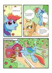  applejack_(mlp) blush comic cowboy_hat cutie_mark dialog dialogue english_text equine female fence feral flying freckles friendship_is_magic fruit hair hat horse kyokimute mammal monochrome my_little_pony pegasus pony rainbow_dash_(mlp) text tree wings wood 