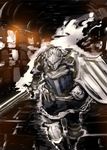  armor dark_souls dungeon kawazu knight knight_of_astora_oscar male_focus shield solo souls_(from_software) sword weapon 