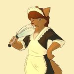  bowmanswolf brown_eyes brown_hair canine feather_duster female florence_ambrose freefall french_maid hair looking_at_viewer maid maid_uniform mammal solo starfighter webcomic 