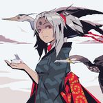  bird cloud cormorant eizoku heron lowres original red_eyes snow_bunny solo 