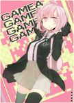  backpack bad_id bad_pixiv_id bag danganronpa hair_ornament hairclip hood hoodie jacket lari nanami_chiaki necktie open_mouth pink_eyes pink_hair pleated_skirt ribbon skirt solo super_danganronpa_2 thighhighs 