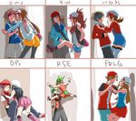  6+girls against_wall assertive backwards_hat bad_id bad_pixiv_id bag bandana bare_legs baseball_cap beanie black_hair blue_(pokemon) blush boots bow brown_hair cabbie_hat chart cicada_block clothes_around_waist copyright_name denim denim_shorts double_bun eye_contact gold_(pokemon) haruka_(pokemon) hat hat_ribbon hikari_(pokemon) jacket_around_waist kneehighs kotone_(pokemon) kouki_(pokemon) kyouhei_(pokemon) long_hair looking_at_another mei_(pokemon) miniskirt multiple_boys multiple_girls naru_(andante) overalls pantyhose pink_footwear pokemon pokemon_(game) pokemon_bw pokemon_bw2 pokemon_dppt pokemon_emerald pokemon_frlg pokemon_hgss pokemon_rse ponytail red_(pokemon) red_(pokemon_frlg) ribbon scarf short_hair shorts shoulder_bag skirt smile thighhighs touko_(pokemon) touya_(pokemon) turn_pale twintails visor_cap wall_slam yuuki_(pokemon) 