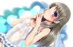  atelier_(series) atelier_totori borubikku brown_hair flat_chest hands_together long_hair looking_at_viewer nipples own_hands_together purple_eyes see-through smile solo steepled_fingers totooria_helmold wet wet_clothes 
